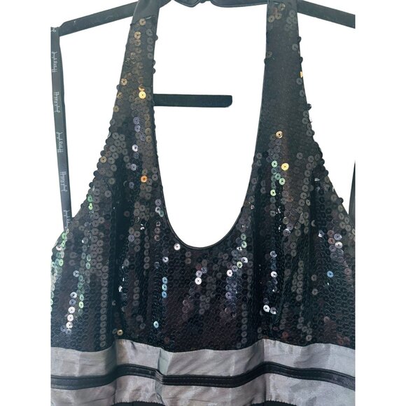 Joseph Ribkoff 8 Black Sequin Bodice Halter Dress - Picture 3 of 16